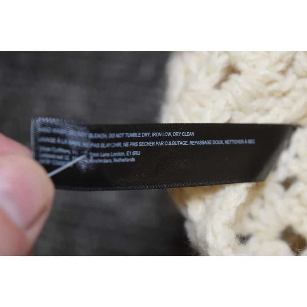 Urban Outfitters Cherry Crochet Balaclava Creme Off-White Granny Square Hood NEW